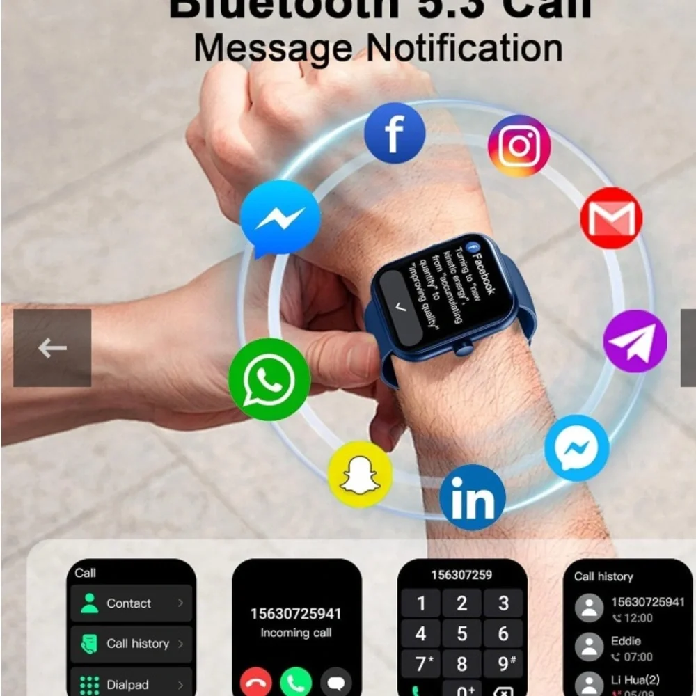 Smartwatch black with black band